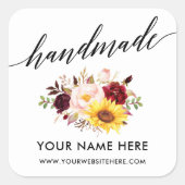 Handgemaakte kalligrafie Waterverf Bloemen Klein Vierkante Sticker (Voorkant)