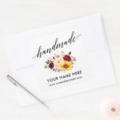 Handgemaakte kalligrafie Waterverf Bloemen Klein Vierkante Sticker (Envelop)