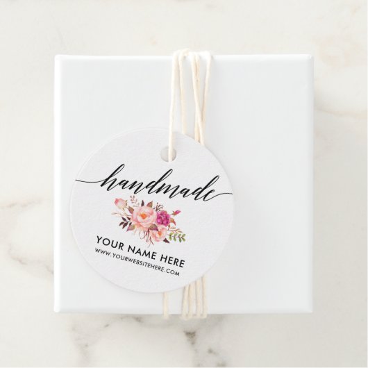 Handgemaakte Kalligrafie Waterverf Roze Bloemen R Bedankjes Labels (In situ)