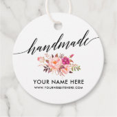 Handgemaakte Kalligrafie Waterverf Roze Bloemen R Bedankjes Labels (Voorkant)