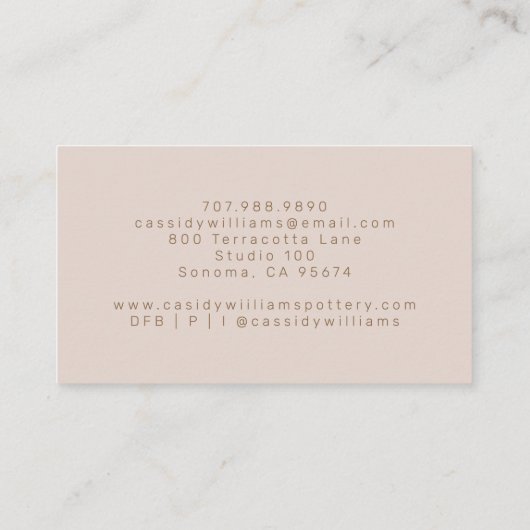 Handgemaakte keramische Potter Visitekaartje (Achterkant)