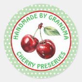 Handgemaakte kersenconserven gepersonaliseerd ronde sticker (Voorkant)