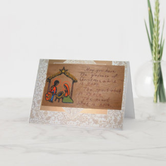 Handgemaakte kerst Kaart op hout en gemengde media