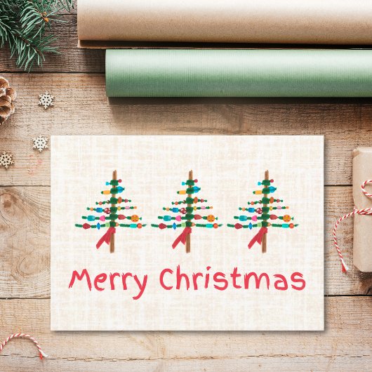 Handgemaakte Kerstbomen – Rustic Kerstontwerp Feestdagenkaart
