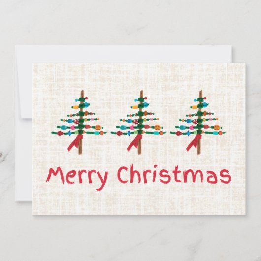 Handgemaakte kerstbomen - Rustiek kerstontwerp Feestdagenkaart (Voorkant)