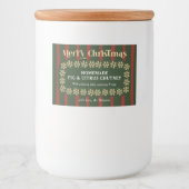 Handgemaakte kerstcadeau rood & groen geplakt stre voedselcontainer etiket (Voorkant)