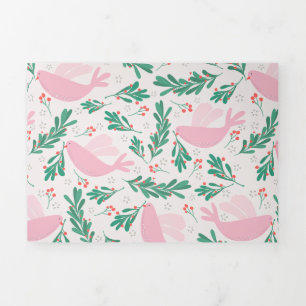 Handgemaakte kerstduif voor Peace Olive Branch Drieluik Wenskaart