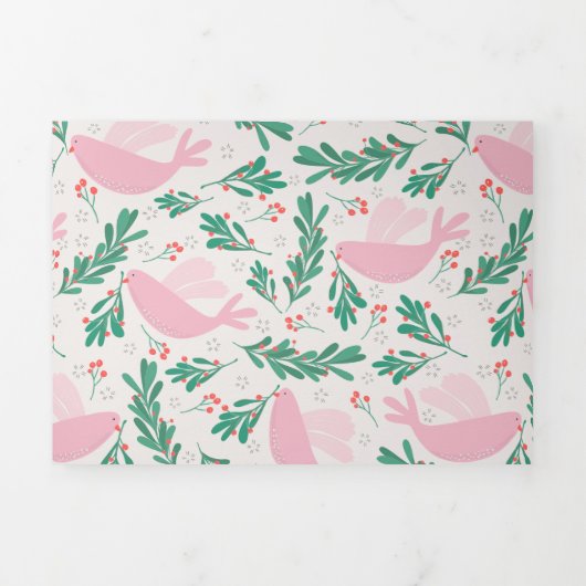 Handgemaakte kerstduif voor Peace Olive Branch Drieluik Wenskaart (Cover)