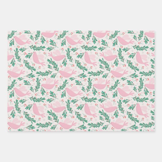 Handgemaakte kerstduif voor Peace Olive Branch Inpakpapier Vel (Voorkant)
