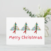 Handgemaakte Kerstfoto – Modern Tree Greeting Feestdagenkaart (Staand voorkant)