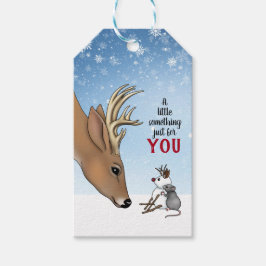 Handgemaakte Kerstmis herten & muis Cadeaulabel