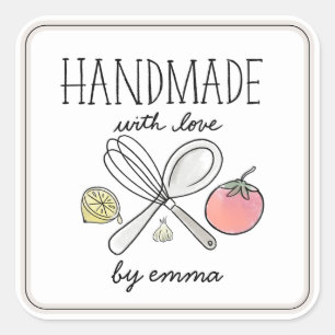 Handgemaakte Keukenbenodigdheden en Ingredienten m Vierkante Sticker