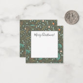 Handgemaakte Kleurrijke Kerst Bloemstuk Notitiekaartje (Voorkant / Achterkant in situ)