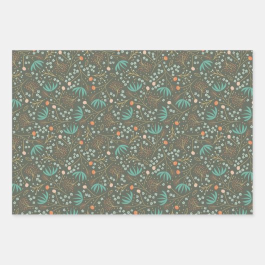 Handgemaakte kleurrijke kerstbloemen inpakpapier vel (Voorkant)