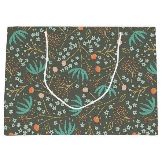 Handgemaakte kleurrijke kerstflora groot cadeauzakje (Voorkant)