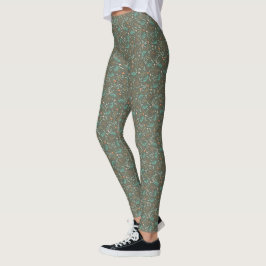 Handgemaakte kleurrijke kerstflora leggings