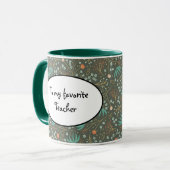 Handgemaakte kleurrijke kerstflora mok (Voorkant links)