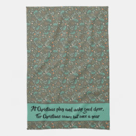 Handgemaakte kleurrijke kerstflora theedoek