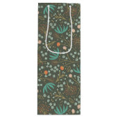 Handgemaakte kleurrijke kerstflora wijn cadeautas (Voorkant)