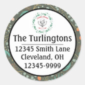 Handgemaakte kleurrijke kerstversiering — Adres vo Ronde Sticker (Voorkant)