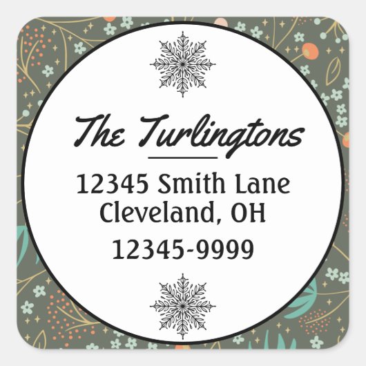 Handgemaakte kleurrijke kerstversiering — Adres vo Vierkante Sticker (Voorkant)