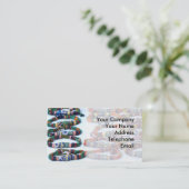 Handgemaakte, kleurrijke wasbeerbalken visitekaartje (Staand voorkant)