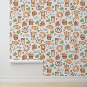 Handgemaakte koffie en thee behang
