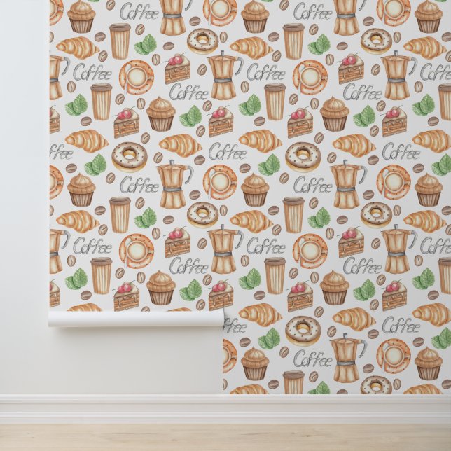 Handgemaakte koffie en thee behang (Applicatie)