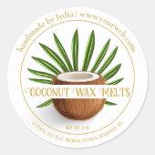 Handgemaakte kokosmelts ronde sticker (Voorkant)