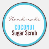 Handgemaakte kokossuiker scrub ronde sticker (Voorkant)