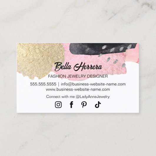 Handgemaakte kraal en sieraden ontwerper visitekaartje (Achterkant)