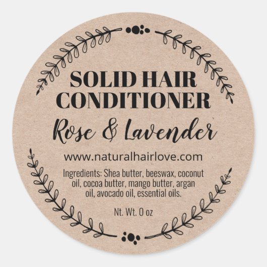 Handgemaakte Kraft Solid Hair Conditioner Bar-labe Ronde Sticker (Voorkant)
