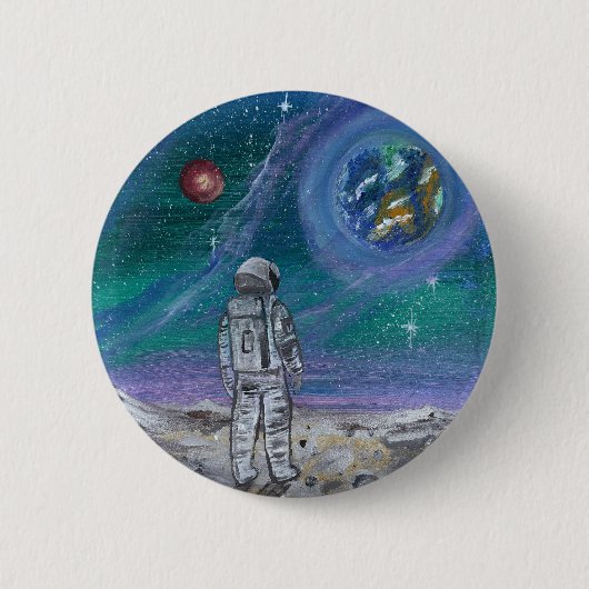 Handgemaakte kunst - Aanzicht op aarde Ronde Button 5,7 Cm (Voorkant)