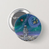 Handgemaakte kunst - Aanzicht op aarde Ronde Button 5,7 Cm (Voorkant /achterkant)