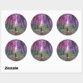 Handgemaakte kunst - Alleen lopend Ronde Sticker (Vel)