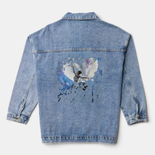 Handgemaakte kunst - dansen met de maan  denim jacket