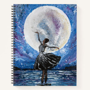 Handgemaakte kunst - dansen met de maan notitieboek