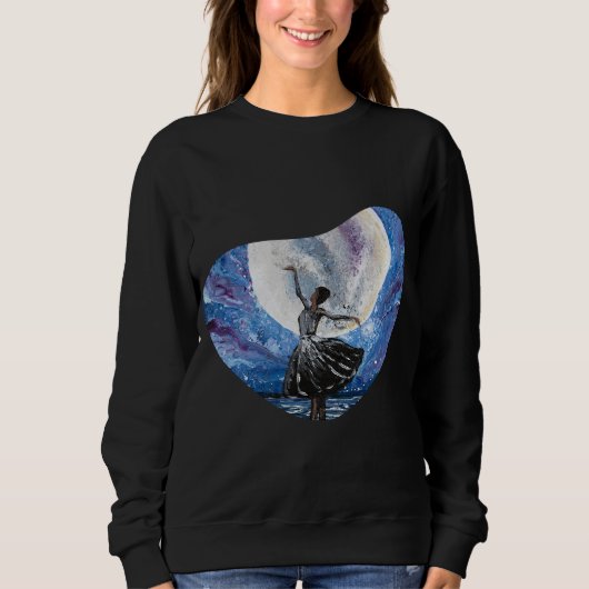 Handgemaakte kunst - dansen met de maan trui (Voorkant)