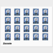 Handgemaakte kunst - dansen met de maan vierkante sticker (Vel)