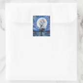 Handgemaakte kunst - dansen met de maan vierkante sticker (Tas)