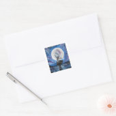 Handgemaakte kunst - dansen met de maan vierkante sticker (Envelop)