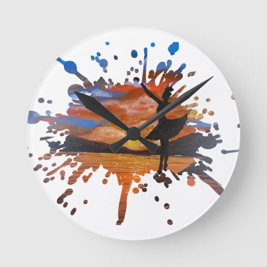 Handgemaakte kunst / Dansen met zonnen Ronde Klok (Voorkant)