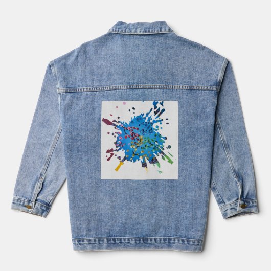 Handgemaakte kunst - De bloemenwiel Denim Jacket (Achterkant)