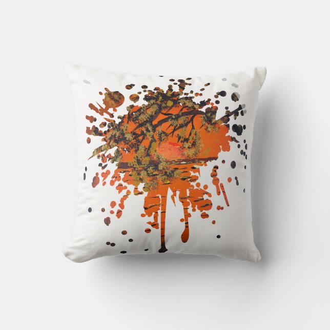 Handgemaakte kunst  - Gouden zonsondergang  Kussen (Voorkant)