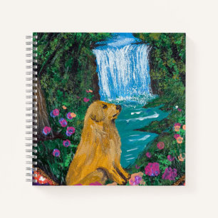 Handgemaakte Kunst – Hond bij de Waterval Notitieboek