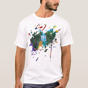 Handgemaakte Kunst – Hond bij de Waterval T-shirt