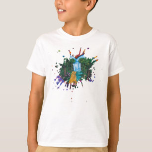 Handgemaakte Kunst – Hond bij de Waterval T-shirt