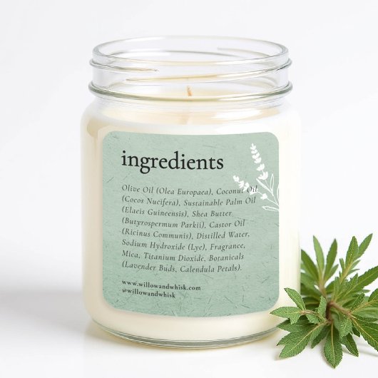 Handgemaakte Kunst Kaars Product Verpakking Salie  Vierkante Sticker