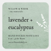 Handgemaakte Kunst Kaars Product Verpakking Salie  Vierkante Sticker (Voorkant)