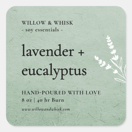Handgemaakte Kunst Kaars Product Verpakking Salie  Vierkante Sticker (Voorkant)